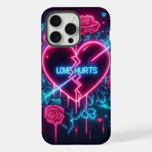 Valentine's Day Love Hurts Neon Heart iPhone 15 Pro Max Case
