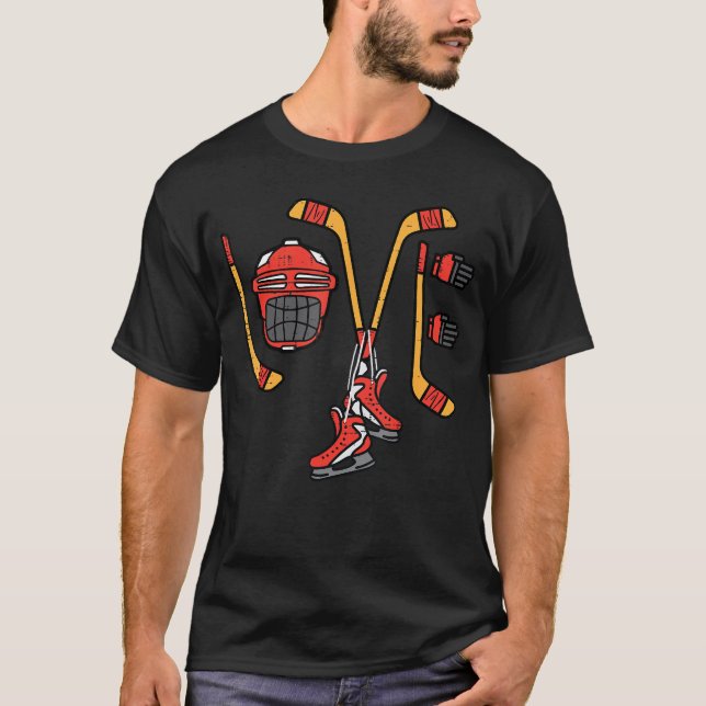 Valentines Day Love Ice Hockey Sports Goalie Men B T-Shirt (Front)