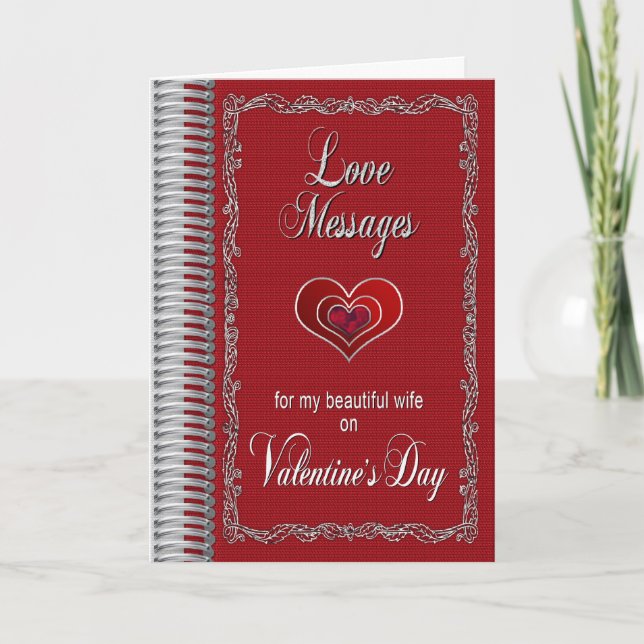 VALENTINE'S DAY LOVE MESSAGES FOR WIFE - NOTEBOOK HOLIDAY CARD (Front)