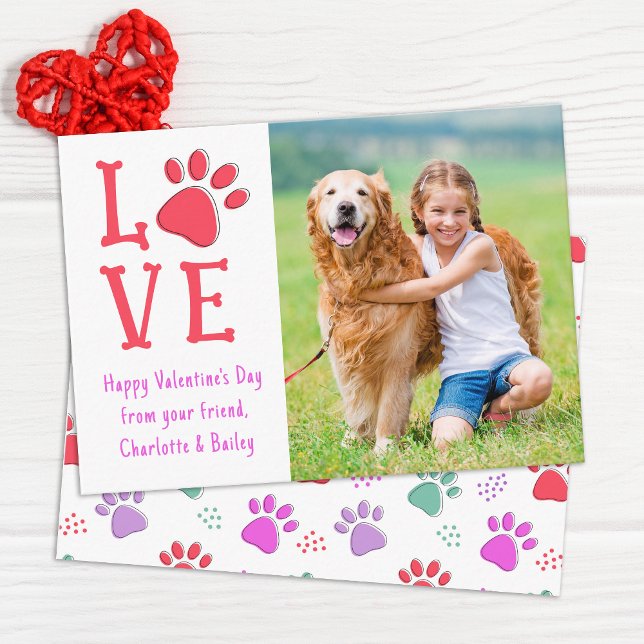 Valentines Day LOVE Modern Pet Dog Photo Classroom Card (Creator Uploaded)