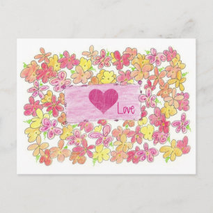 Valentine's Day Love Orange Flowers Postcard