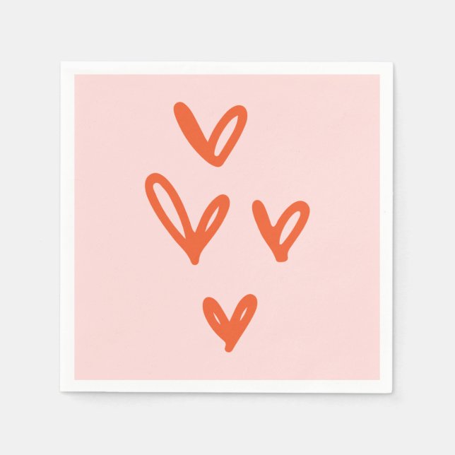 Valentine's Day Love Pastel Pink and Red Napkin (Front)