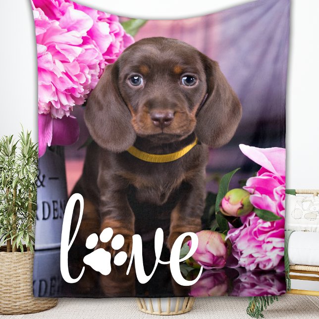 Valentines Day LOVE Personalised Pet Photo Dog  Fleece Blanket (Creator Uploaded)