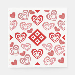 Valentine's Day Love Pink, Red and White Pattern Napkin