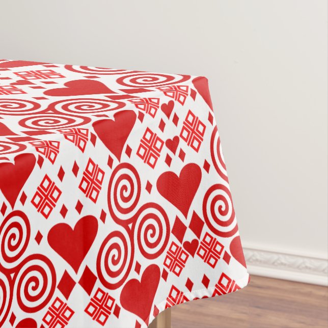 Valentine's Day Love Pink, Red and White Pattern Tablecloth (In Situ)