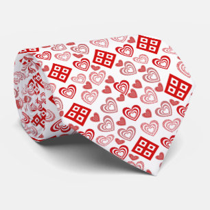 Valentine's Day Love Pink, Red and White Pattern Tie