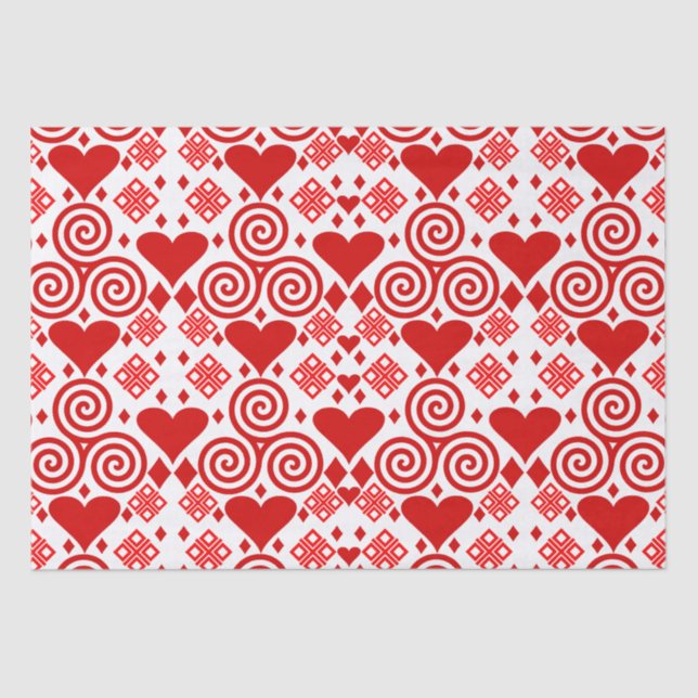 Valentine's Day Love Pink, Red and White Pattern Tissue Paper (Front)