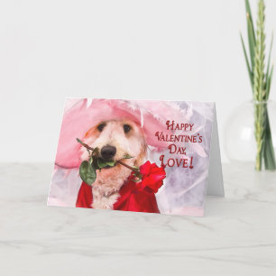 VALENTINE'S DAY - LOVE - PUPPY/ROSE HOLIDAY CARD