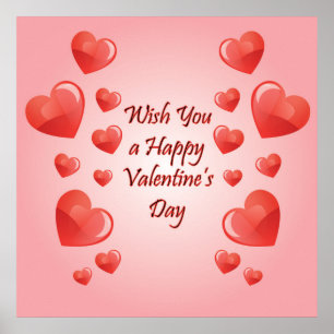 Valentine's Day love quote with hearts Poster