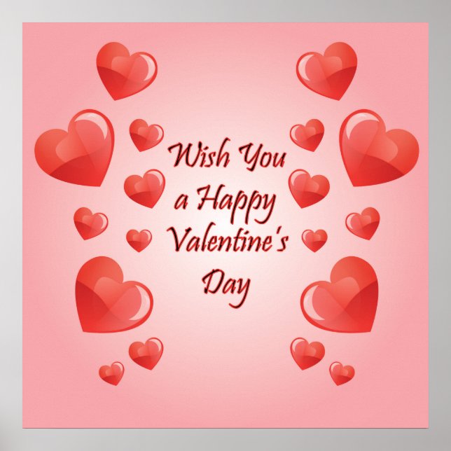 Valentine's Day love quote with hearts Poster (Front)