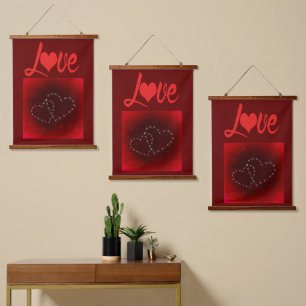 Valentines Day Love Red Hearts Hanging Tapestry