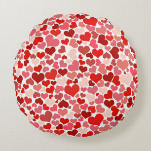 Valentines Day Love Red Hearts Round Cushion