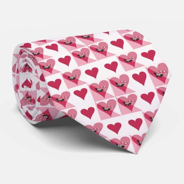 Valentine's Day Love Red White Pink Pattern Tie (Rolled)