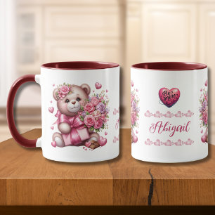 Valentines Day Love Rose Bear Mug