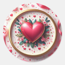 Valentines Day / LOVE Round Sticker Label