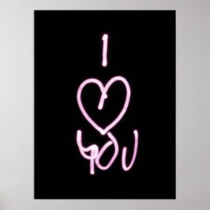 Valentines Day Love U Typographic Image Quote Art  Poster