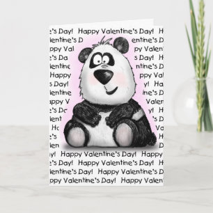 Valentine's Day Love you Bear-y Much Cartoon Panda Holiday Card
