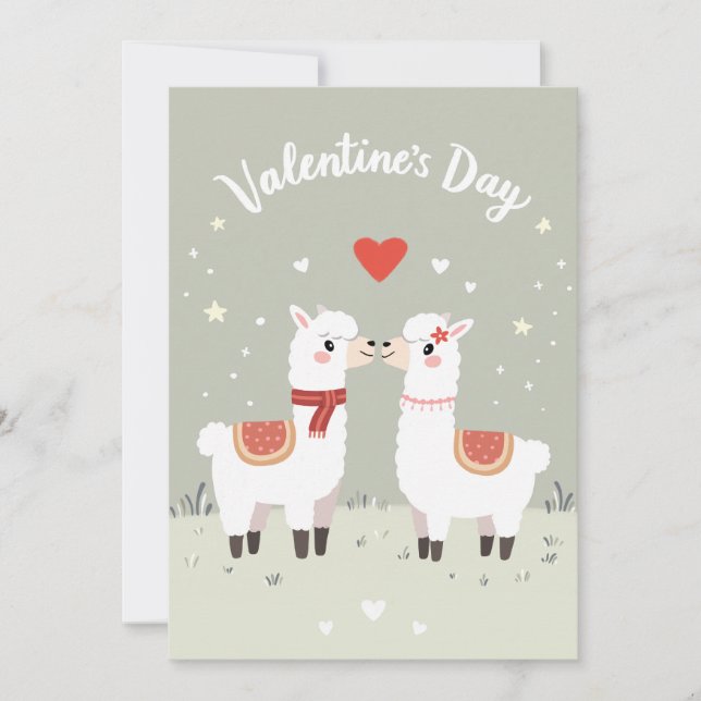 Valentines Day Loveable Llamas Valentines Card (Front)