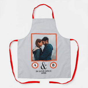 Valentine's Day lovers couple monogram placeholder Apron