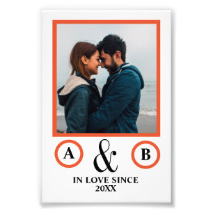 Valentine's Day lovers couple monogram placeholder Photo Print