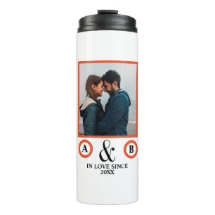 Valentine's Day lovers couple monogram placeholder Thermal Tumbler
