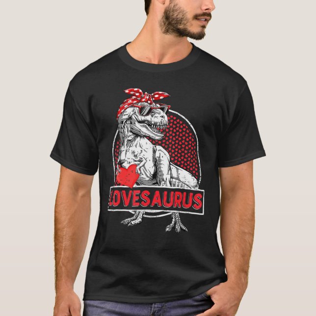 Valentines Day Lovesaurus T Rex Dinosaur Girls Kid T-Shirt (Front)