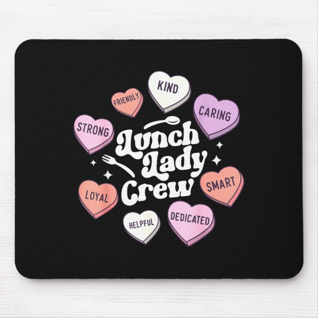 Valentines Day Lunch Lady Groovy Cafeteria Squad H Mouse Pad (Front)
