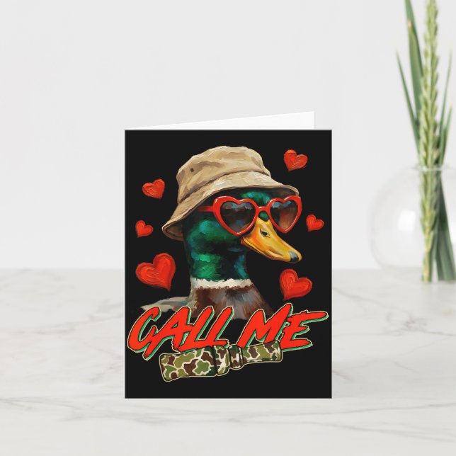 Valentine's Day Mallard Duck Hunting Hunter Camo C Card (Front)