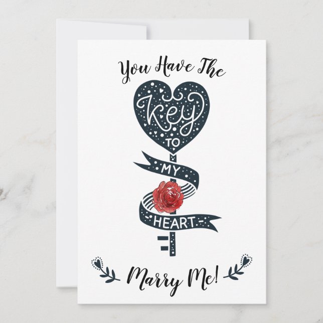 Valentines Day Marriage Proposal Key To My Heart Holiday Card (Front)