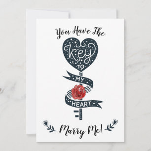 Valentines Day Marriage Proposal Key To My Heart Holiday Card
