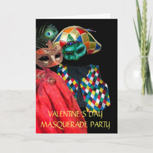 VALENTINE'S DAY MASQUERADE MASKS,HARLEQUIN COSTUME HOLIDAY CARD