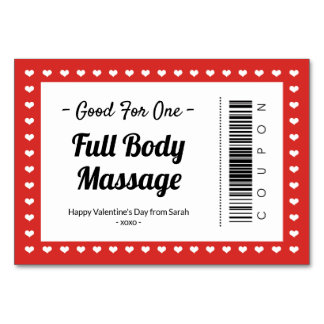 Valentine's Day Massage Love Coupon Couple Gift Table Number