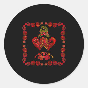 Valentines Day Matching Couple Heart Pajamas Men W Classic Round Sticker