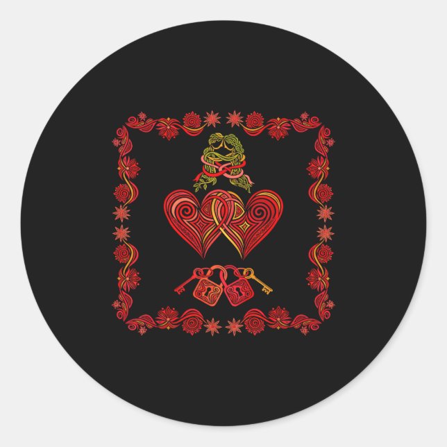 Valentines Day Matching Couple Heart Pajamas Men W Classic Round Sticker (Front)