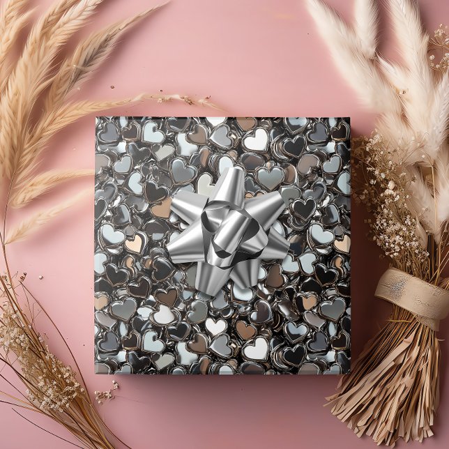 Valentine's Day Metal Hearts Wrapping Paper (Creator Uploaded)