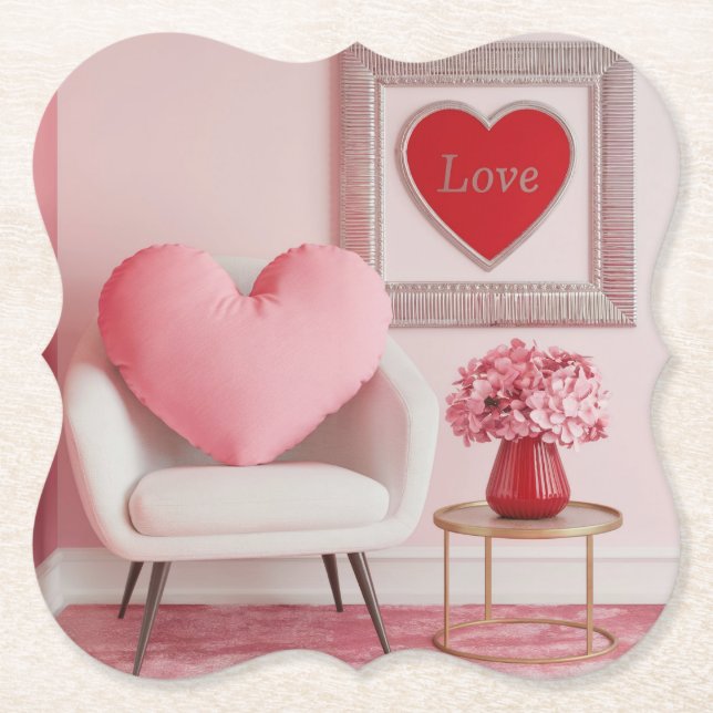  Valentine's Day Mid Century Modern Coaster Set (Front)