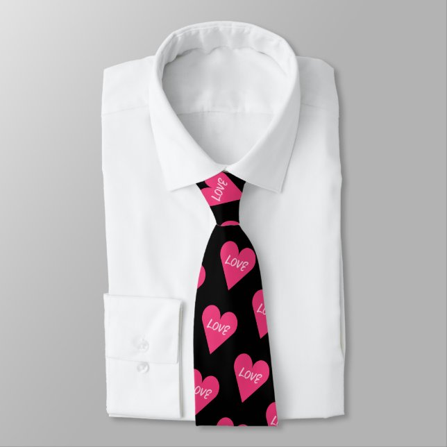 Valentines Day Minamilist Pink Love Candy Heart Tie (Tied)