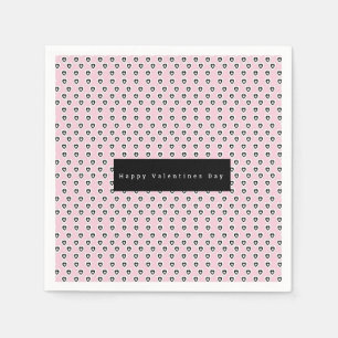 Valentines Day Mini Hearts Pattern Pink Black Napkin
