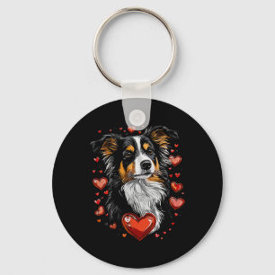 Valentine's Day Miniature American Shepherd Key Ring