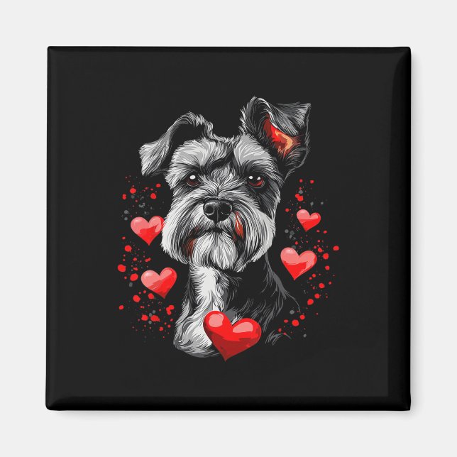 Valentine's Day Miniature Schnauzer  Magnet (Front)