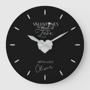 Valentine's day Minimalist Lettering Large Clock