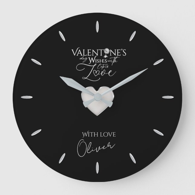 Valentine's day Minimalist Lettering Large Clock (Front)