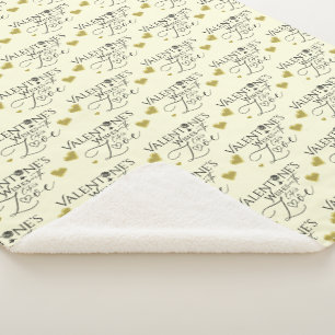 Valentine's day Minimalist Lettering Sherpa Blanket