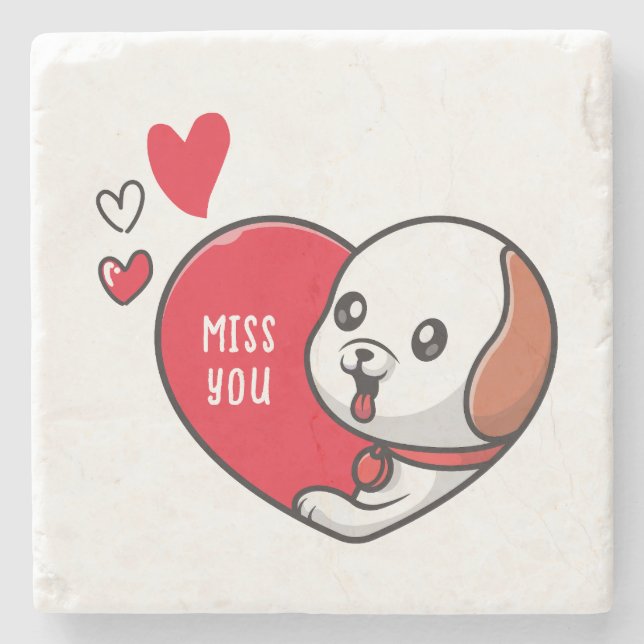 Valentine's Day, Miss you Stone Coaster (Front)