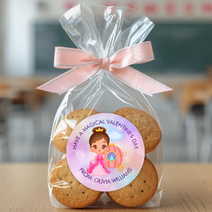 Valentine's Day Modern Gift with Cute Princess Classic Round Sticker