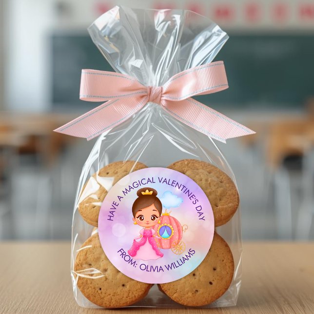 Valentine's Day Modern Gift with Cute Princess Classic Round Sticker (Creator Uploaded)