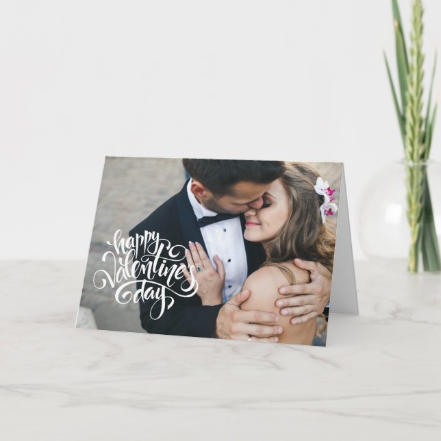 Valentine's Day Modern Script Custom Photo  Holiday Card (Front)