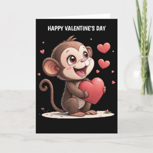 Valentine's day Monkey Holiday Card