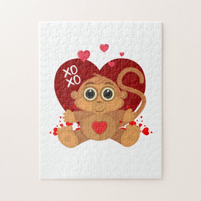 Valentine's Day Monkey Jigsaw Puzzle (Vertical)