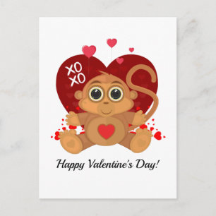 Valentine's Day Monkey Postcard